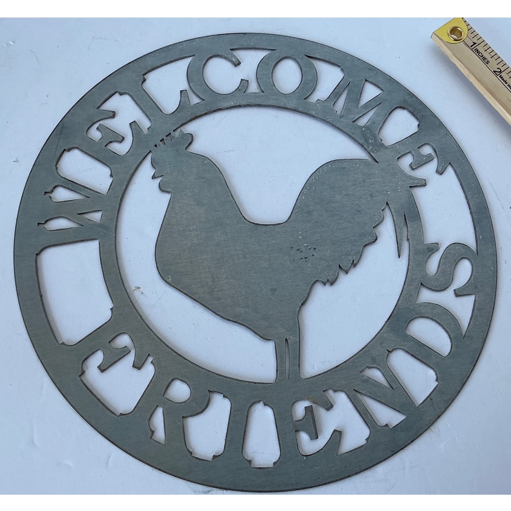 Unbranded Metal Wall Art Welcome Friends Rooster Farmhouse Decor‎ 12 Inch Rustic